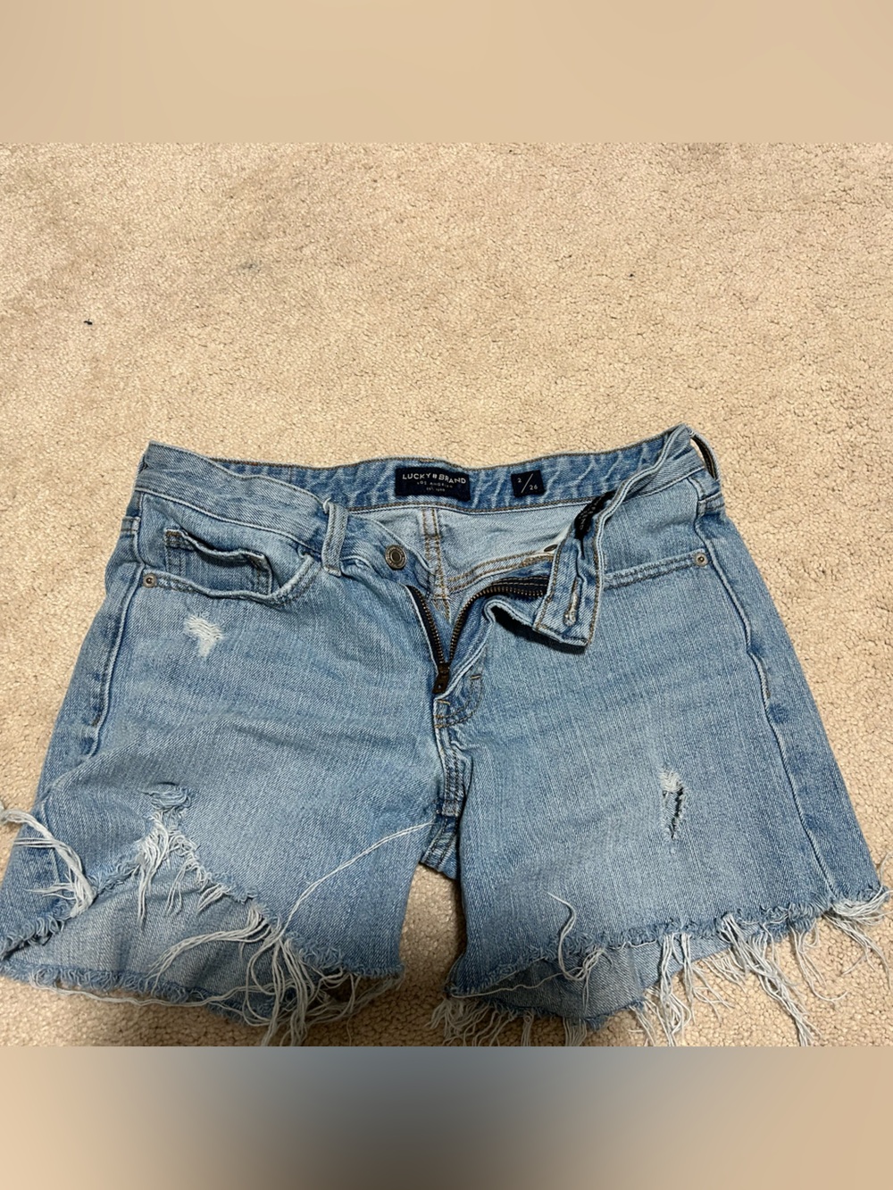 Lucky Brand Light Blue Distressed Denim Shorts